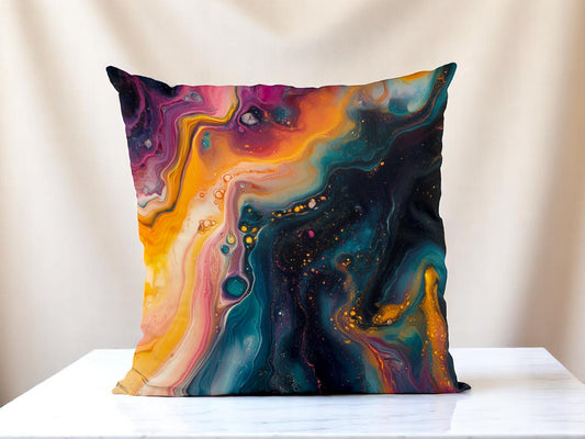 Vibrant Harmony – Fluid Art Cushion Cover